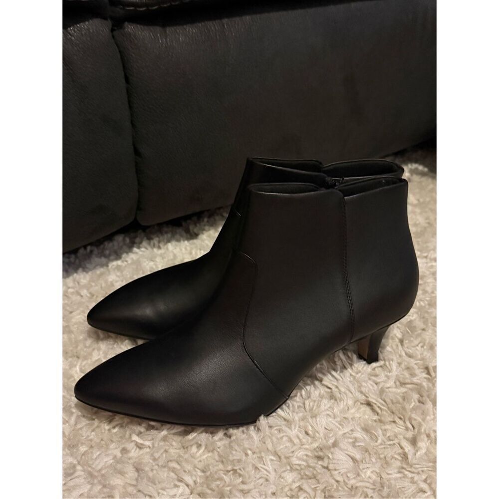 ✅Clarks Linvale Judith Kitten Heel boots black leather WIDE